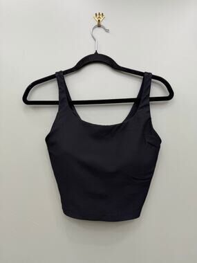 Old Navy Active PowerSoft Ribbed Cropped Tank Top Medium Black Built In Bra